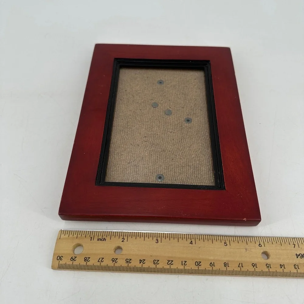 Cherry Red Wood Picture Frame Black Inner Border Tabletop Wall Mount 5x7